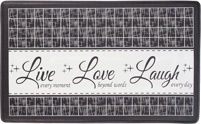 ACHIM Anti-Fatigue Floor Comfort Mat - 18 x 30 Inch (Live, Love, Laugh Charcoal) - Waterproof Non-Slip Rug - Easy to Clean Cushioned Mat for Kitchen, Bathroom, Standing Desk & Office Home Decor