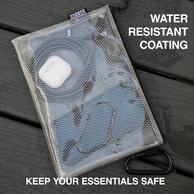 GOBAGS Air Production Multi-Size Clear Zipper Pouch (4‑Pack) – Cable Organizer & Travel Gear Bag for Electronics, Camera Accessories, Tool Pouch & Small Tech Storage