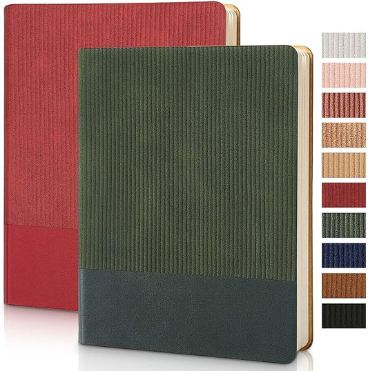 Lined Journal Notebook for Work College Ruled Note Book 7.2"x9.6" B5 PU Leather Daily Journaling 160 Pages for Women Men Writing Home School Supplies Business (B5 Lined 160pages, 2 Pack-Red/Darkgreen)