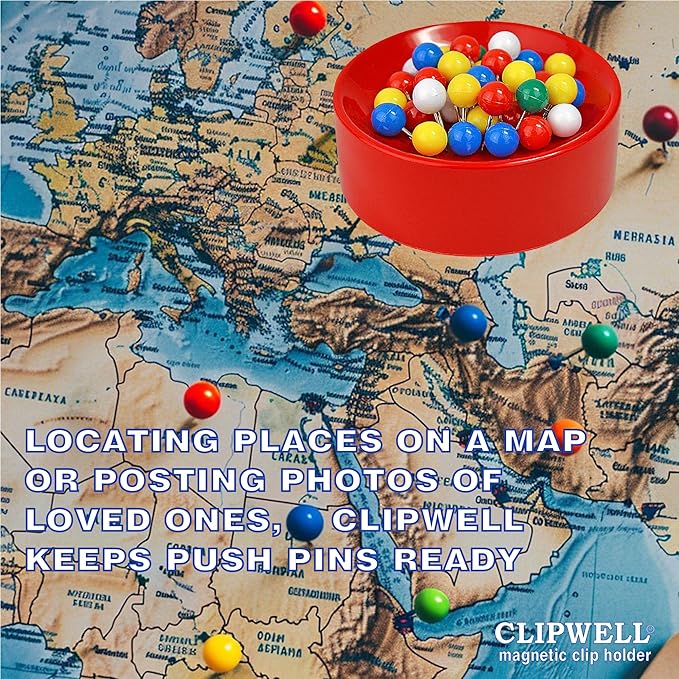 Clipwell Magnetic Paper Clip Holder - Easy Toss & Pick-Up - Holds Various Metal Parts - Powerful Sweep-Up Magnet - Ideal Locker Accessory & Home & Office Organizer - Turquoise