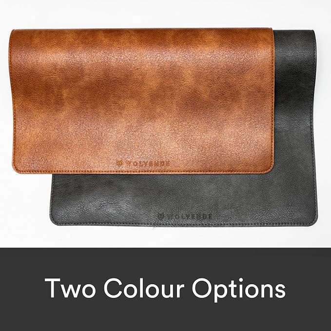 Premium Distressed Faux Vegan Leather Desk Mat | Multifunctional Desk Pad for Home Office | (Black/Grey, 15.75" x 36") | Hard-wearing distressed vegan-friendly leather desk pad in three sizes and two colourways for work, writing and gaming