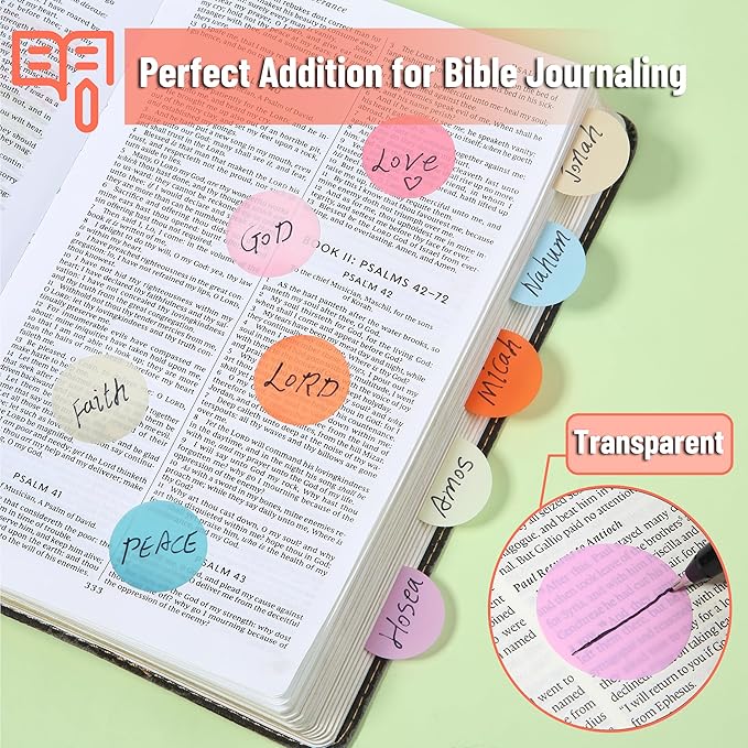 Mr. Pen- Transparent Sticky Note Set, 560Sheets, Colorful, Round Transparent Sticky Notes Set, Stocky Notes for Bible Journaling