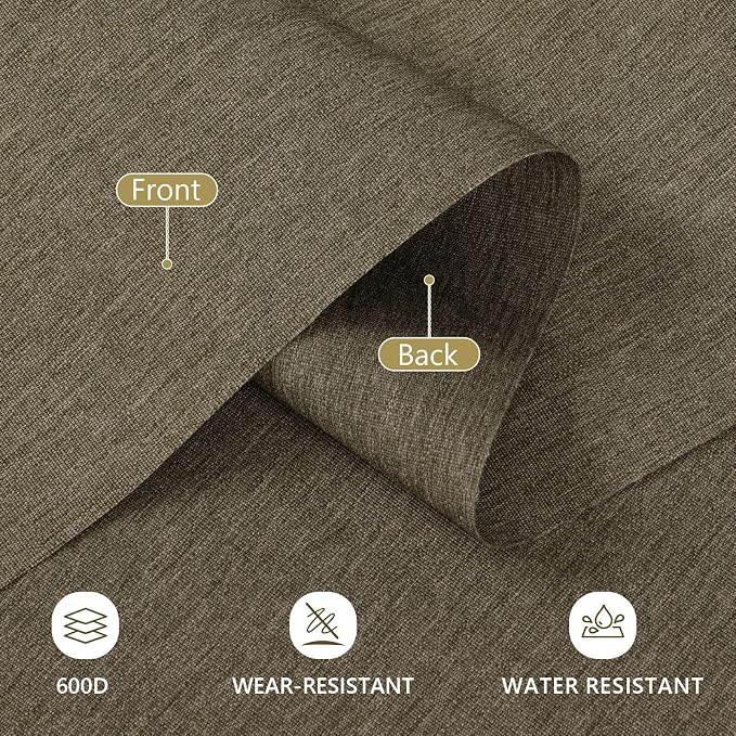 Waterproof Canvas Fabric by The Yard, 58inch 600D Upholstery Fabric Polyester Material Outdoor Water Resistant Material for Sewing Chair Patio Cushion Bag Sofa Seat Repair, 12 Yard Coffee