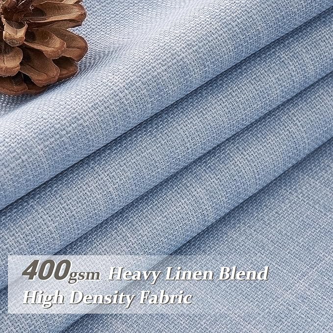 Blackout 108 Inch High Ceiling Curtains 2 Panels Set for Living Room, Memory Shape Pinch Pleat Two Layer Linen Noise Cancelling Privacy Extra Long Light Blue Elegant Dining Room Windows Drapes 9 FT