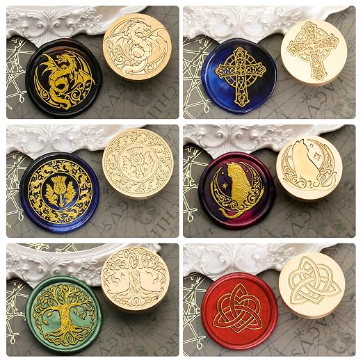 SWANGSA Celtic Wax Seal Stamp Kit with 450pcs Sealing Wax Beads, 2 Pens and Spoon for Wedding, Invitations, Cards, Envelope, Christmas