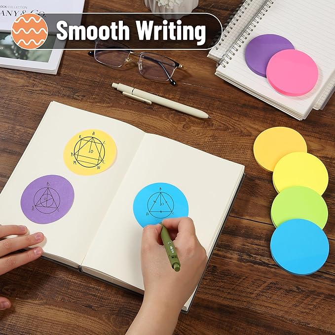 Mr. Pen- Round Sticky Notes, 12 Pads, 720 Sheets, 2.8" x 2.8" Colorful Sticky Notes Bulk, Stocky Notes for Bible Journaling