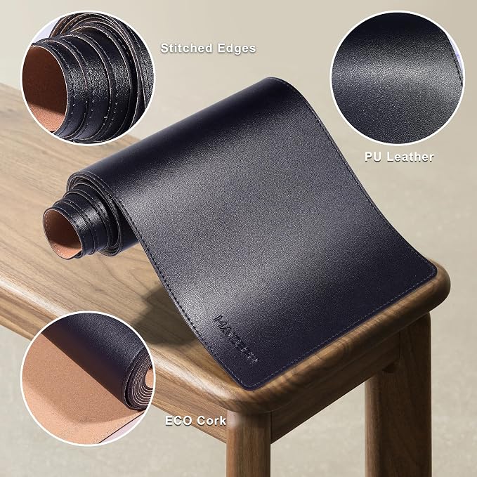 MAIDERN 70.8” x 7.9” Narrow Table Cover, Reversible Leather & Cork Console Table Mat, Long Slim Table Protector for Sofa Table, Entryway, Sideboard, Hallway, or Buffet Table (Black)