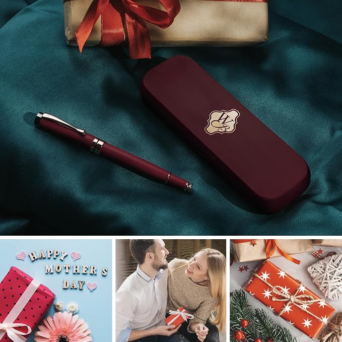Wordsworth & Black Fountain Pen Set, Luxury Bamboo Wood - Extra Fine Nib, Gift Case; Includes 6 Ink Cartridges, Ink Refill Converter -Journaling, Calligraphy; Drawing, Smooth Writing [Violet Wood]