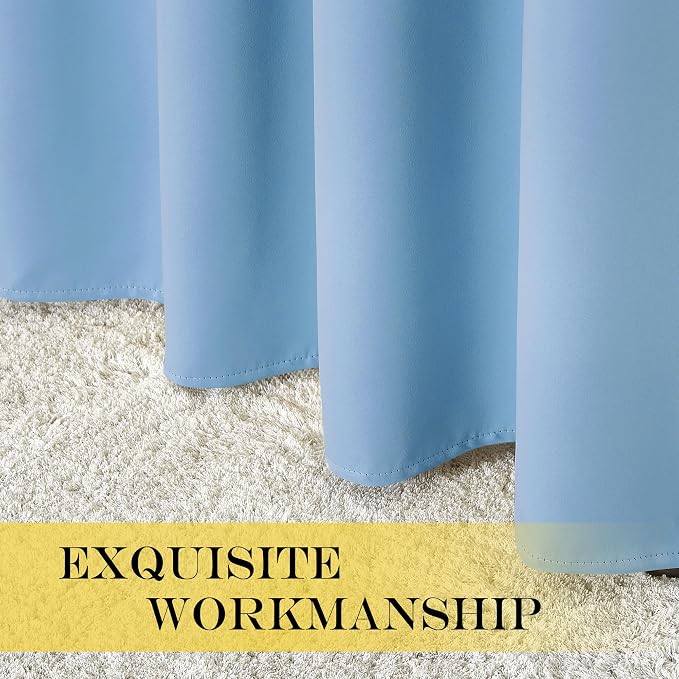 NICETOWN Blackout Room Darkening Window Curtain - Thermal Insulated Solid Grommet Blackout Patio Door Curtain/Drape for Living Room (Blue, 1 Panel, 52 by 95-inch)
