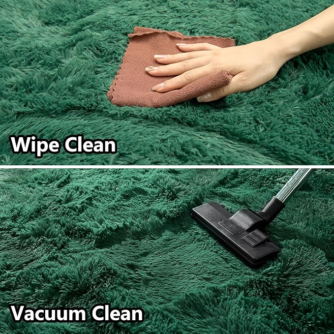 Awaytail Fluffy Lightweight 2x3 Feet, Blackish Green Under Desk Rug, Upgrade Anti-Skid Rectangular Rug for Boys Room