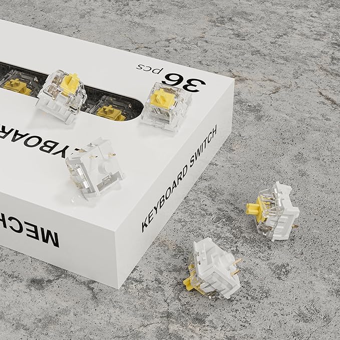 Zhouwang Yellow Keyboard Switches,3-Pin Pre-Lubed Linear Switches for MX Mechanical Gaming Keyboard(Yellow,90PCS)