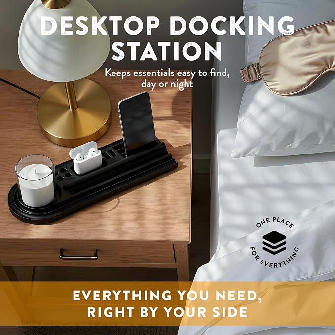 Silicone Desk Organizer – Charcoal Black Color | Non-Slip, Flexible & Waterproof Tray for Office, Home, or Vanity | L 15.25” × W 5.5” | Durable Multipurpose Organizer for Desk Accessories