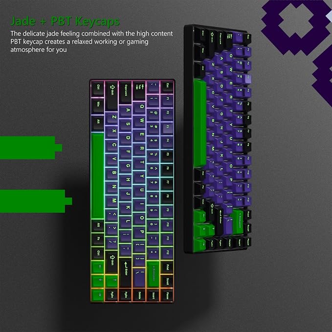 Womier PBT Jelly Keycaps Purple, Custom Keyboard Keycaps 60 75 100 Percent, Translucent Key caps 127 Keys, Cherry Profile for 61/68/84/87/98/100 Cherry Gateron MX Mechanical Gaming Keyboards