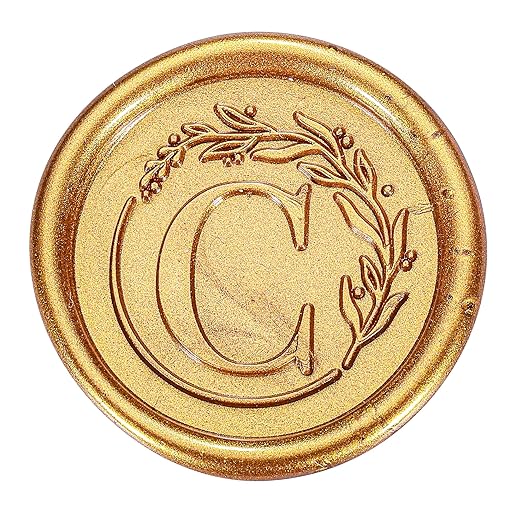 Yoption Vintage Letter C with Wreath Wax Seal Stamp Kit with 120 Antique Gold Wax Seal Beads