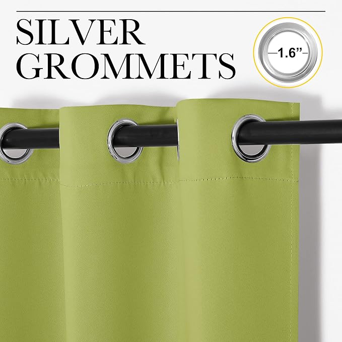 NICETOWN Fresh Green Blackout Curtains 102 inches Length for Living Room, 2 Panels, 55" Wide, Thermal Insulated Long Drapes for Large Window