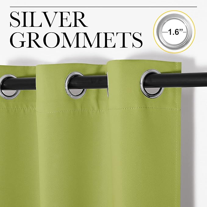 NICETOWN Bedroom Window Blackout Curtain Panel, Fresh Green, 1 Panel, 70 x 63 inch, Thermal Insulated Blackout Drape/Drapery for Loft, Guestroom