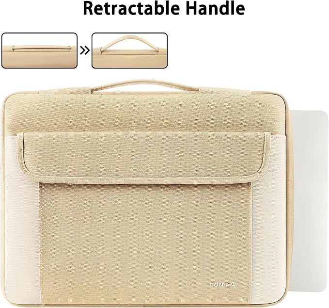DOMISO 15.6-16 Inch Laptop Sleeve Case,Water-resistant Laptop Protective Case for MacBook Pro16,Dell XPS 16,Lenovo,HP, ASUS, Acer,Beige