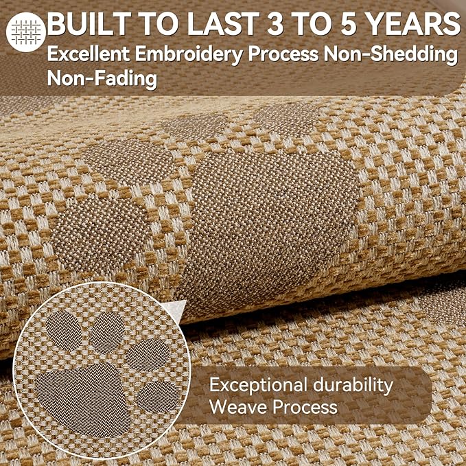 YDKGL Kitchen Mats for Floor, Super Absorbent Kitchen Rugs Non Slip Washable, Rubber Backing Soft Woven Linen Embroidery Runner Rug, Standing Mat Kitchen Sink Mat, Easy to Clean, Brown 17x30