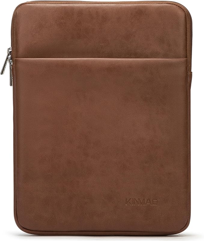 Kinmac 360° Protective Vertical Laptop Sleeve Case Cover Bag (Coffee PU, 15 inch-15.6 inch)