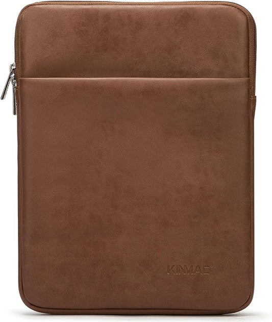 Kinmac 360° Protective Vertical Laptop Sleeve Case Cover Bag (Coffee PU, 15 inch-15.6 inch)