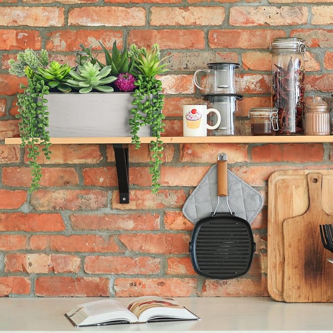 Der Rose 11 Inch Fake Plants Succulents Plants Artificial Cactus Plants in Wood Pots for Farmhouse Bathroom Decor