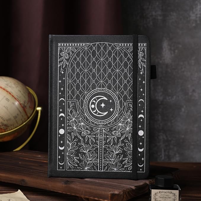 TIEFOSSI Dotted Journal Notebook, 160gsm 190 Numbered Thick Paper, A5 Hardcover Dotted Grid Diary for Women Men Work Writing, Journaling, Drawing, 5.8 x 8.3 in