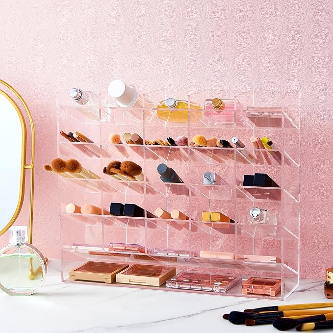 MotiMind Acrylic Pen Organizer Storage for 300 Markers Vertical Marker Organizer Acrylic Pen Display Holder for Office Desk Desktop Stationery Pencil Storage, Clear, 15 x 4 x 12.4 Inch