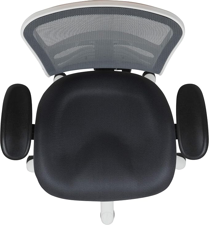 Flash Furniture Nicholas Mid-Back Swivel Office and Gaming Chair, Ergonomic Mesh Office Chair with Adjustable Lumbar Support and Height, Gray/White