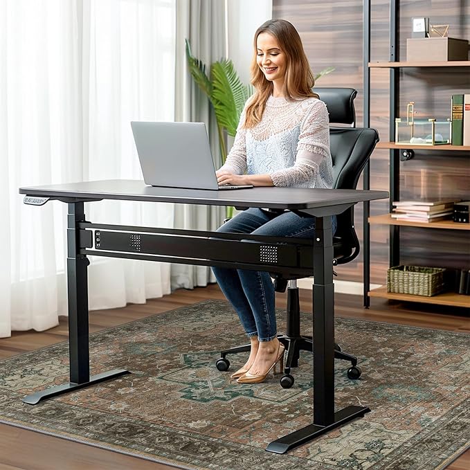 36"x60" Office Chair Mat for Hardwood Tile Floor, Under Desk Carpet Protector for Rolling Computer Chair Mat, Machine Washable Area Rug, Anti-Slip 1/5" Thick Low Pile Thin Vinyl Floor Mat, Rosewood