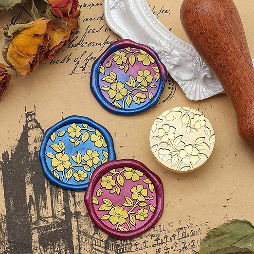 SWANGSA Botanical Begonia Wax Seal Stamp Kit with 200pcs Sealing Wax Beads, Great for Embellishment of Wedding Invitations, Wine Packages, Gift Wraps