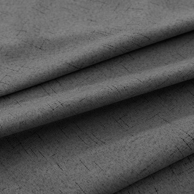 KOUFALL 102 Inch Long Curtains, Grey Blackout Linen Black Out Pleated Curtains for Bedroom Living Room, 2 Panels Set, Dark Gray