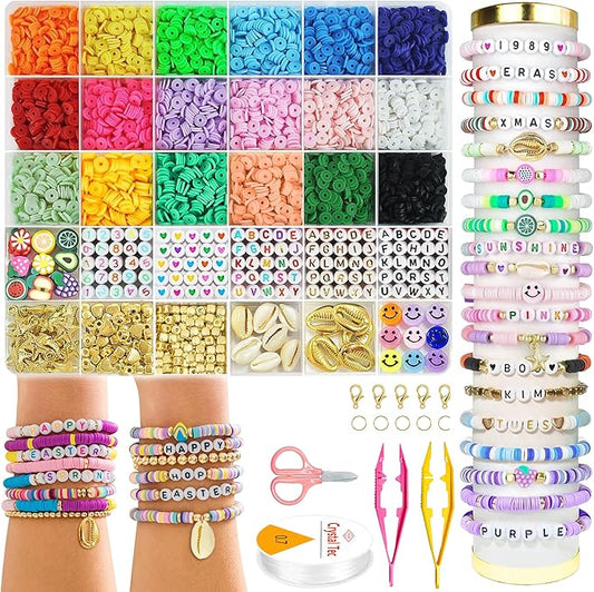 OHOME Back to School Supplies - 5300 Clay Beads Bracelet Making Kit,Arts and Crafts for Kids Ages 8-12,Easter Crafts Games Toys for 3-10 Year Old Birthday
