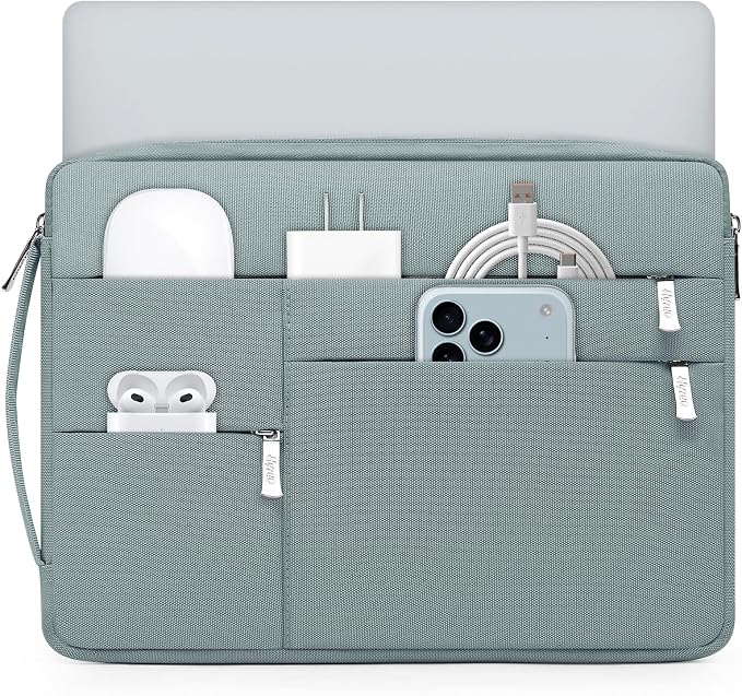 HYZUO 13.3-14 Inch Laptop Sleeve Bag for MacBook Pro 14 M5-M1 Pro/Max A3426 A3427 2026-2021, MacBook Air/Pro 13, 13.8-13.5 Surface Laptop/Book, NoteBook Case for 13" HP Dell Lenovo Asus, Ash Blue