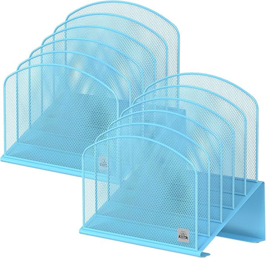 Inclined Desk File Organizer,Vertical File Folder Holder Stand Metal Rack File Sorter for Office Classroom Desktop Organization