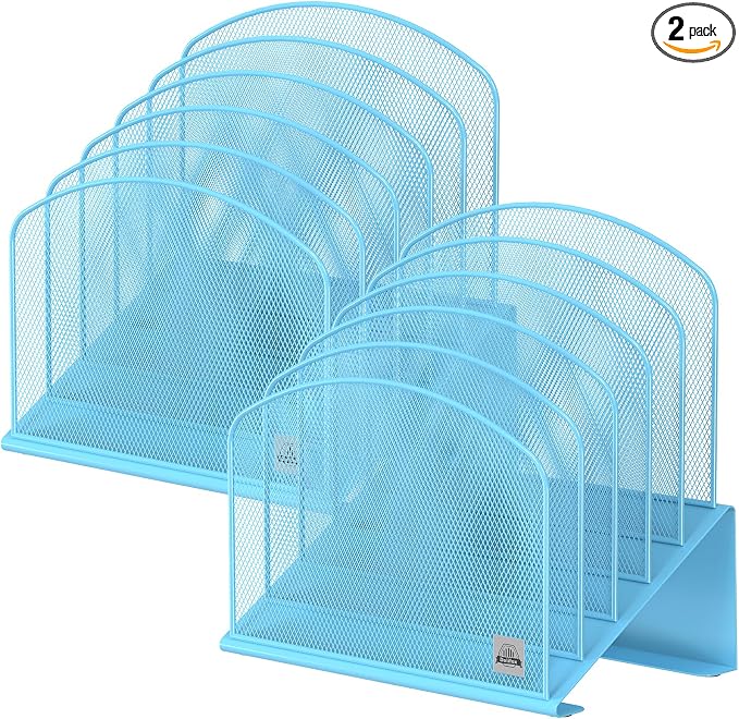 Delifox Inclined Desk File Organizer,Vertical File Folder Holder Stand Metal Rack File Sorter for Office Classroom Desktop Organization