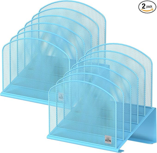 Delifox Inclined Desk File Organizer,Vertical File Folder Holder Stand Metal Rack File Sorter for Office Classroom Desktop Organization