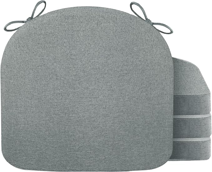 Nordjager Chair Cushions for Dining Chairs, 4 Pack Memory Foam Cushion | 2.5" Thick Chair Cushion; Waterproof Surface with 17" x 16" Size for Kitchen & Dining Chairs, Secure Ties and Washable Cover.
