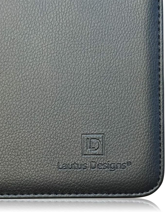 Zippered Portfolio Binder with Junior Legal 5x8 Notepad - Matt Black PU Faux Leather Business Padfolio Organizer Folder with 8 Inch Tablet Sleeve & Gift Box by Lautus Designs