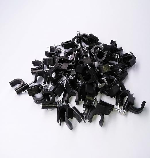 100 Pack Nail in Cable Clips Ethernet Cable Nails Tacks Clips 8mm for Electrical, Ethernet, Dish Wire, Coax Cable, RG6, RG59, CAT6, RJ45 Cable