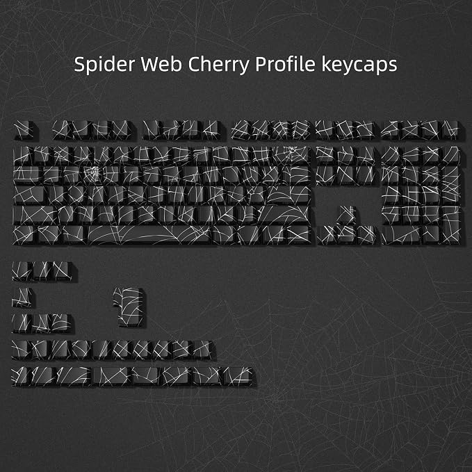 dagaladoo Black Spider Web Key caps Shine Through Keycap Set Side Printed Keyboard caps Cherry Profile Custom Key Board Key caps for 100% 75% 65% 60% TKL US Layout Mechanical Keyboard