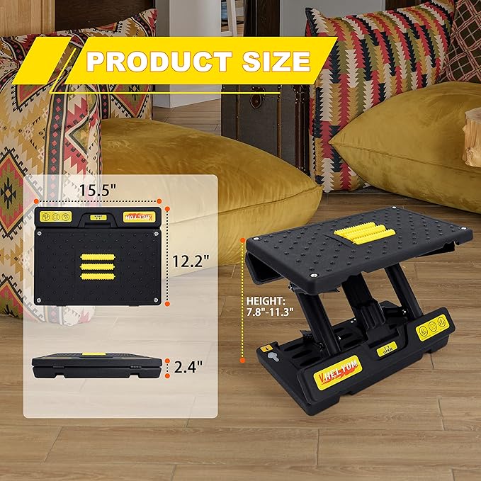 Foot Rest for Under Desk at Work,Height Adjustable Footrest with Massage Roller and Thick Cushion,Ergonomic Foot Rest for Car,Office,Home,Train,Travel,Gaming,Sturdy Metal Frame All-Season Use