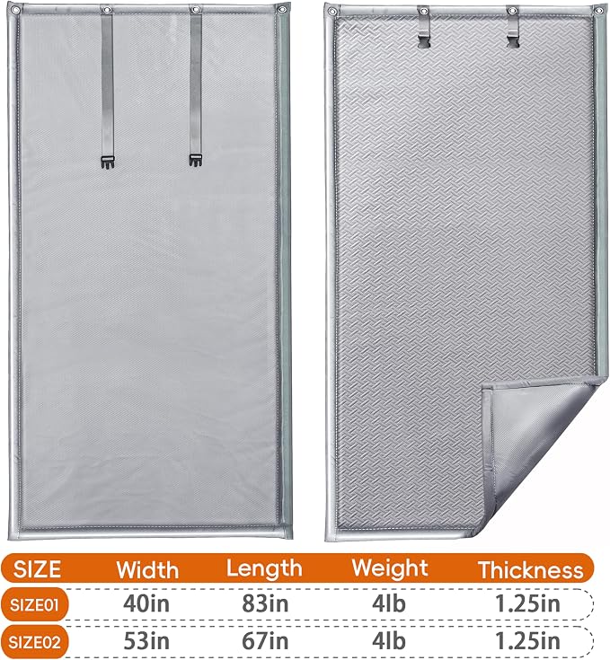 Soundproof Curtains 53" x 67" Acoustic Sound Barrier Dampening Blanket for Doors & Windows, Noise Blocking Blackout Curtain, Use for Recording Studio Home Office, Gray