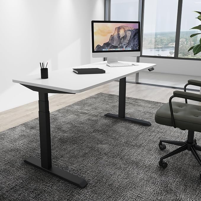 Fromann Dual Motor Standing Desk Frame 3 Stage Legs Electric Heavy Duty Sit Stand up Height Adjustable Desk Base for Home and Office (Black)