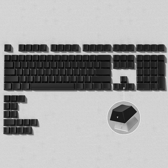 dagaladoo Black keycap Set,Shine Through Keyboard caps South Facing, Japanese Style Double Shot PBT Key caps,OEM Profile Custom keycaps for Mechanical Keyboards(only keycap)