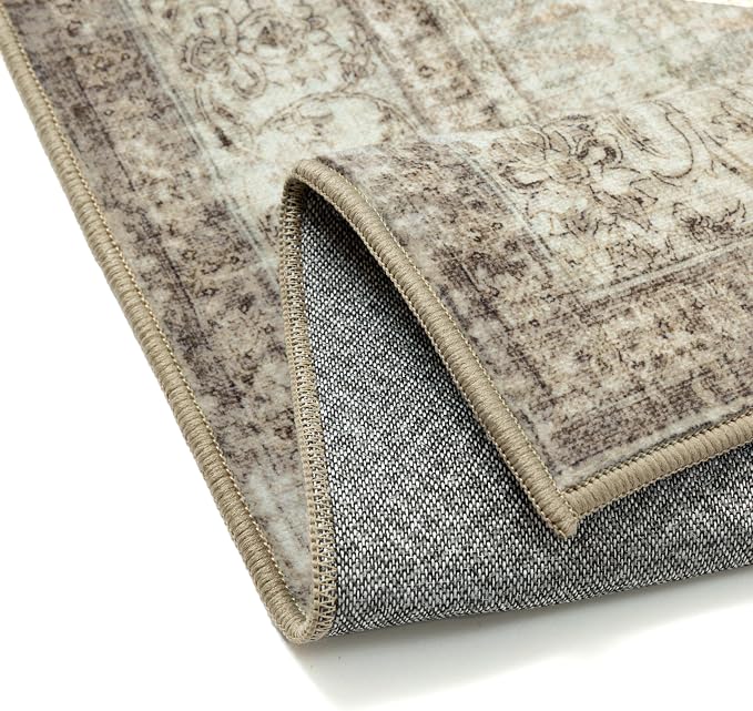 PureCozy Sage Area Rug 5x7 for Living Room Washable Vintage Carpet Low Pile Non Slip Distressed Soft Traditional Retro Oriental Large Accent Throw Rug Office Kitchen Bedroom Dining Room