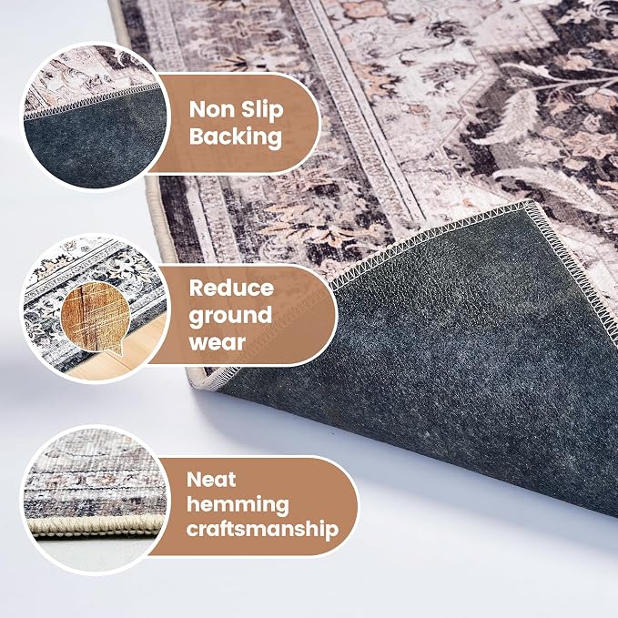 Office Chair Mat for Hardwood Tile Floor, 36"x48"Anti-Slip Under Desk Carpet Protector for Rolling Computer Chair Mat, Machine Washable Office Area Carpet (Chenille,Brown)