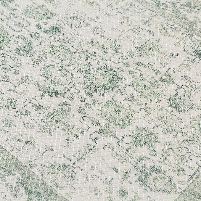 Kitchen Mats 2PCS Anti Fatigue Cushioned Mat Light Green Vintage Kitchen Mats for Floor Waterproof Non Slip Comfort Standing Retro Floral Rug for Sink Laundry Office 17.3"x59"+17.3"x30"
