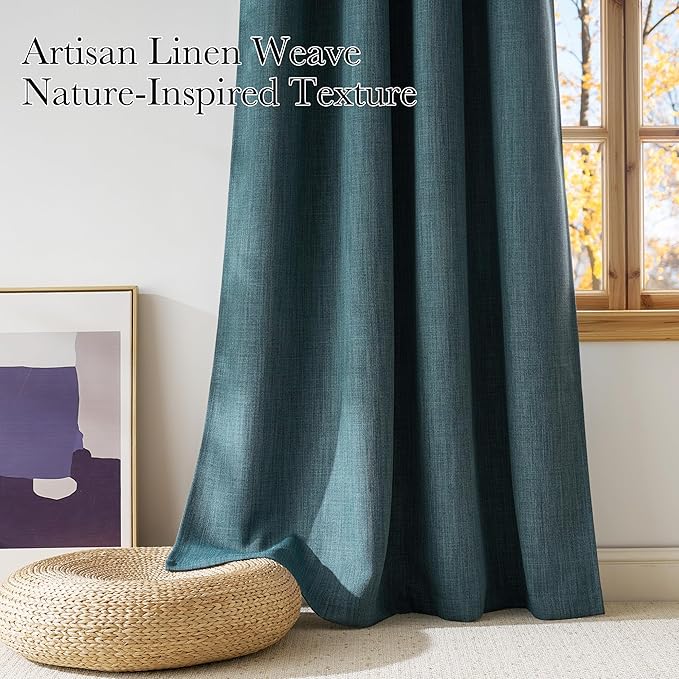 NICETOWN Greyish Blue Room Darkening Curtains 84 inches Long for Living Room - Privacy Panels for Bedroom, Modern Farmhouse Style Home Decor Grommet Top, 2 Panels, W42 by L84