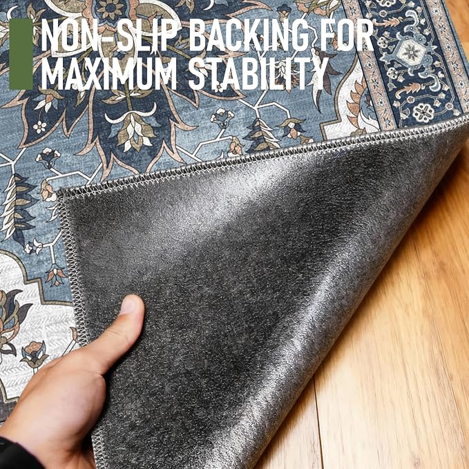 36"x48" Office Chair Mat for Hardwood, Under Desk Chair Mat for Home Office, Anti-Slip Office Rugs for Rolling Chairs, Floor Protector Washable Rugs Blue