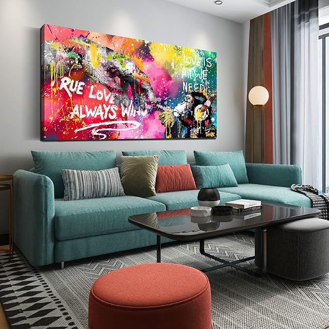 SIXTTART Graffiti Canvas Wall-Art for Living Room Large Size - Finger and Gorilla Wall Art - Kids Room Decor Ready to Hang Size 29 x 59 Inch